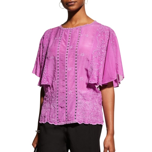 Johnny Was Sunflower Alta Flutter-Sleeve Top - Picture 4 of 4